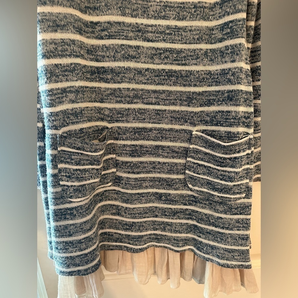 ALTARD STATE BLUE AND KHAKI STRIPED DRESS WITH SLIP - Size Small SKU:215 - Picture 3 of 8